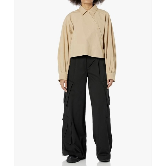 Pants - The Drop Women's Black‎ Asymmetric Wide-Leg Cargo Pant by @karenbritchick M